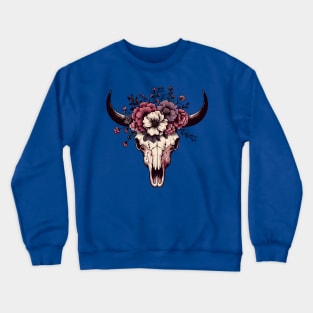 Cow skull with flowers Crewneck Sweatshirt